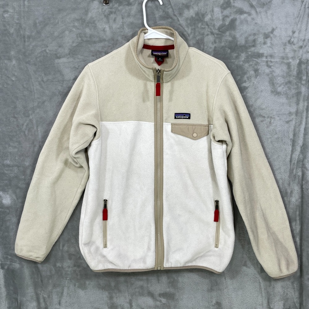 Patagonia Synchilla Full Zip Fleece Jacket Women's Size M Snap T Ivory Beige